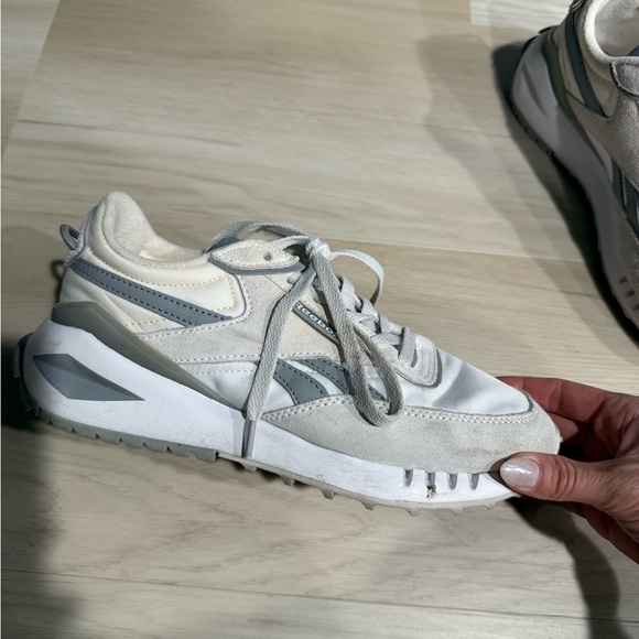 Reebok Beige and White Suede-Trim Low Top Sneakers - Picture 6 of 10